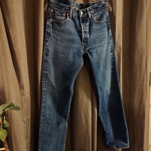 Levi's Button Fly Dark Blue Straight Leg Jeans